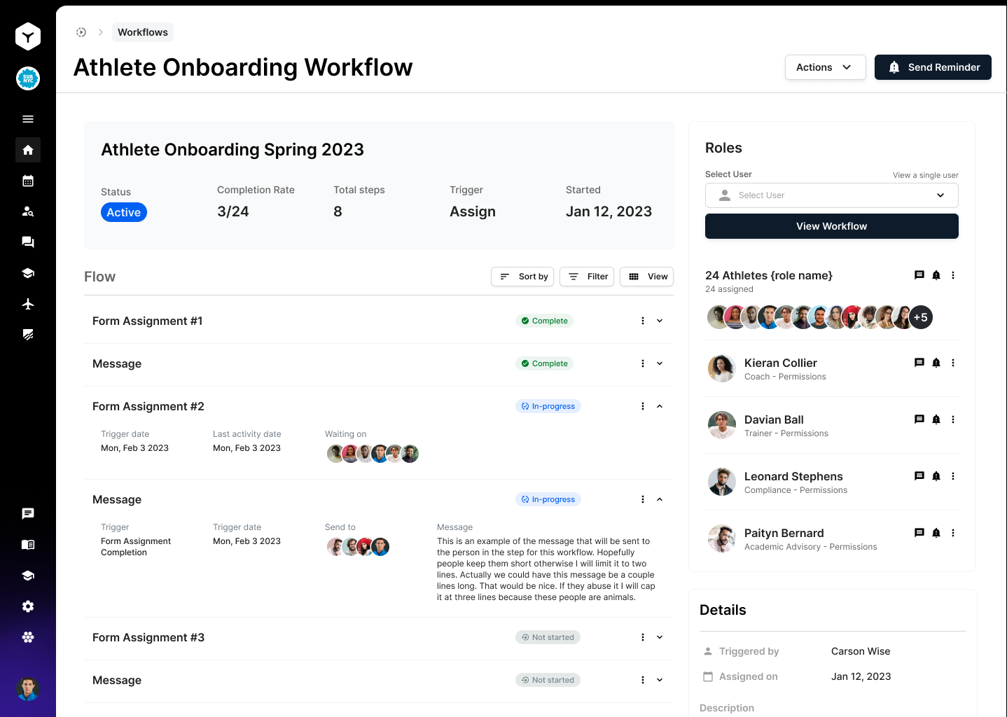 Active workflow view