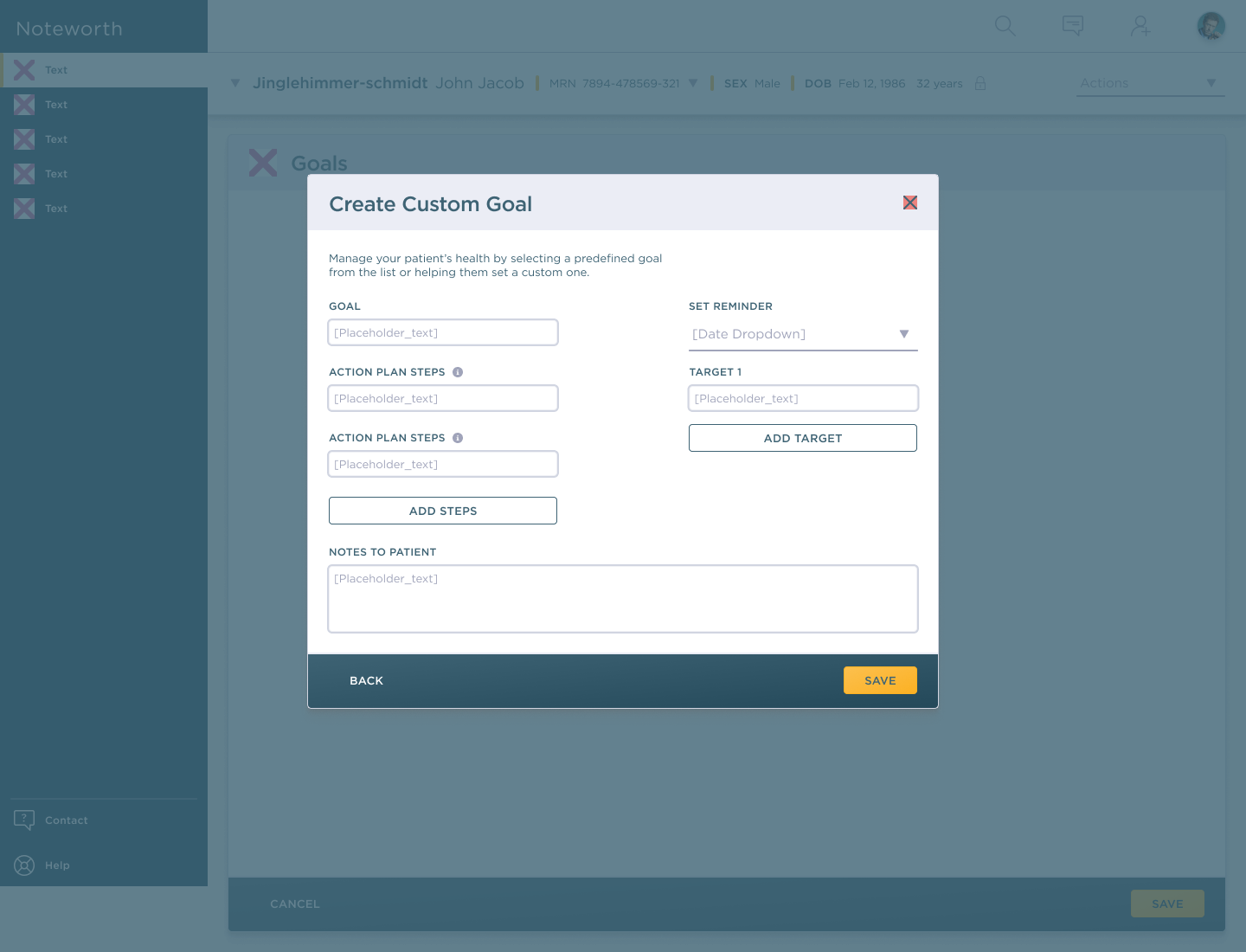 Clinician goal-setting interface